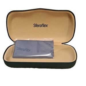 Steroflex Green Eyeglass Eyewear Glasses Hard Case Clamshell With Cleaning Cloth